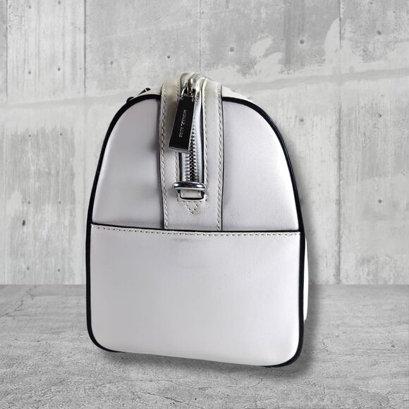 Michael Kors Mercer Medium Duffel Satchel White Center Stripe Leather Bag - Picture 13 of 16